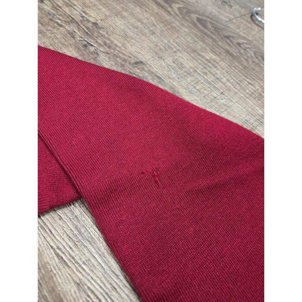 Talbots Solid Dark Red Classic Thin Button Front … - image 4